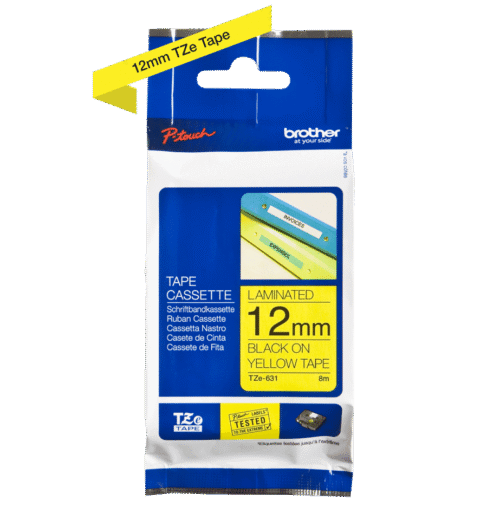 Brother TZe-631 12mm black on yellow Label tape
