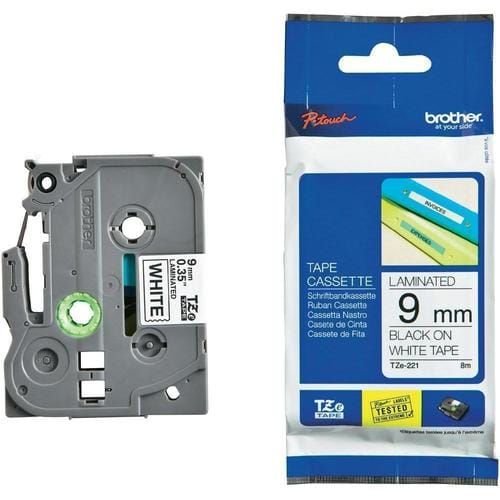 Brother TZe-221 9mm Black on White Label Printer tape