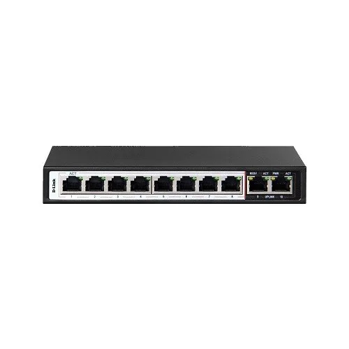 D-Link DGS-F1010P-E 10-Port 10/100/1000Base-T Unmanaged Long Range 250m PoE+ Surveillance Switch