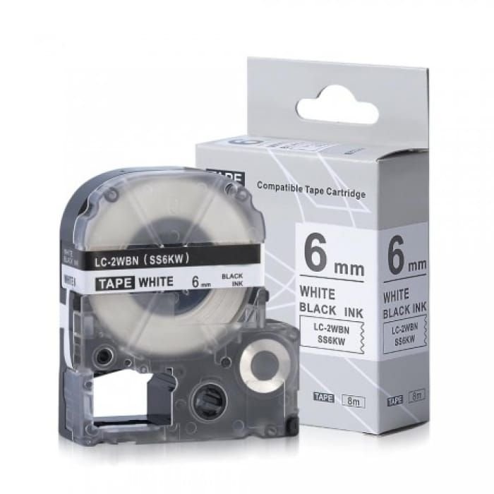Epson LC-2WBN9 6mm Black on White Tape