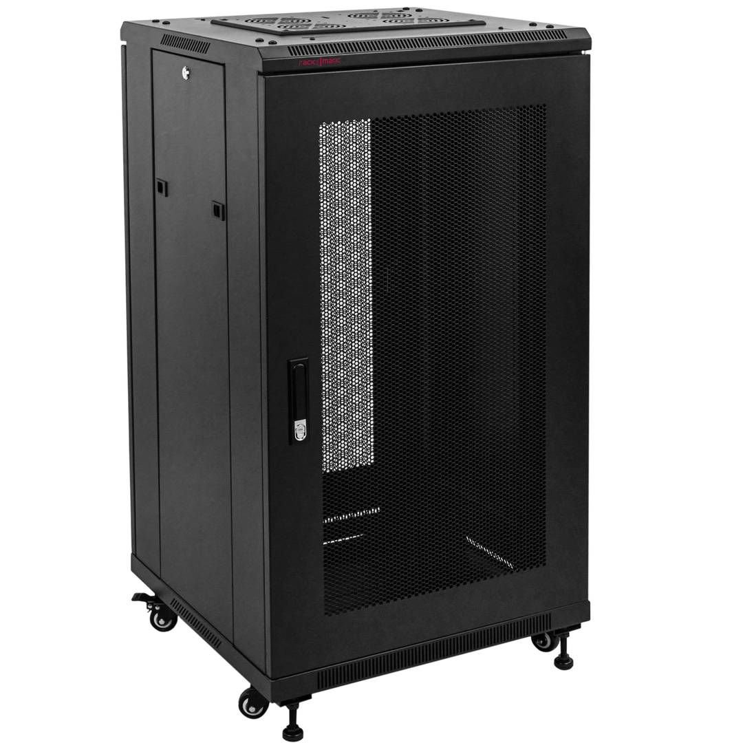 22U Mesh Data Cabinet 600x800mm Floor Standing Network Enclosure with Perforated Doors and Enhanced Cable Management